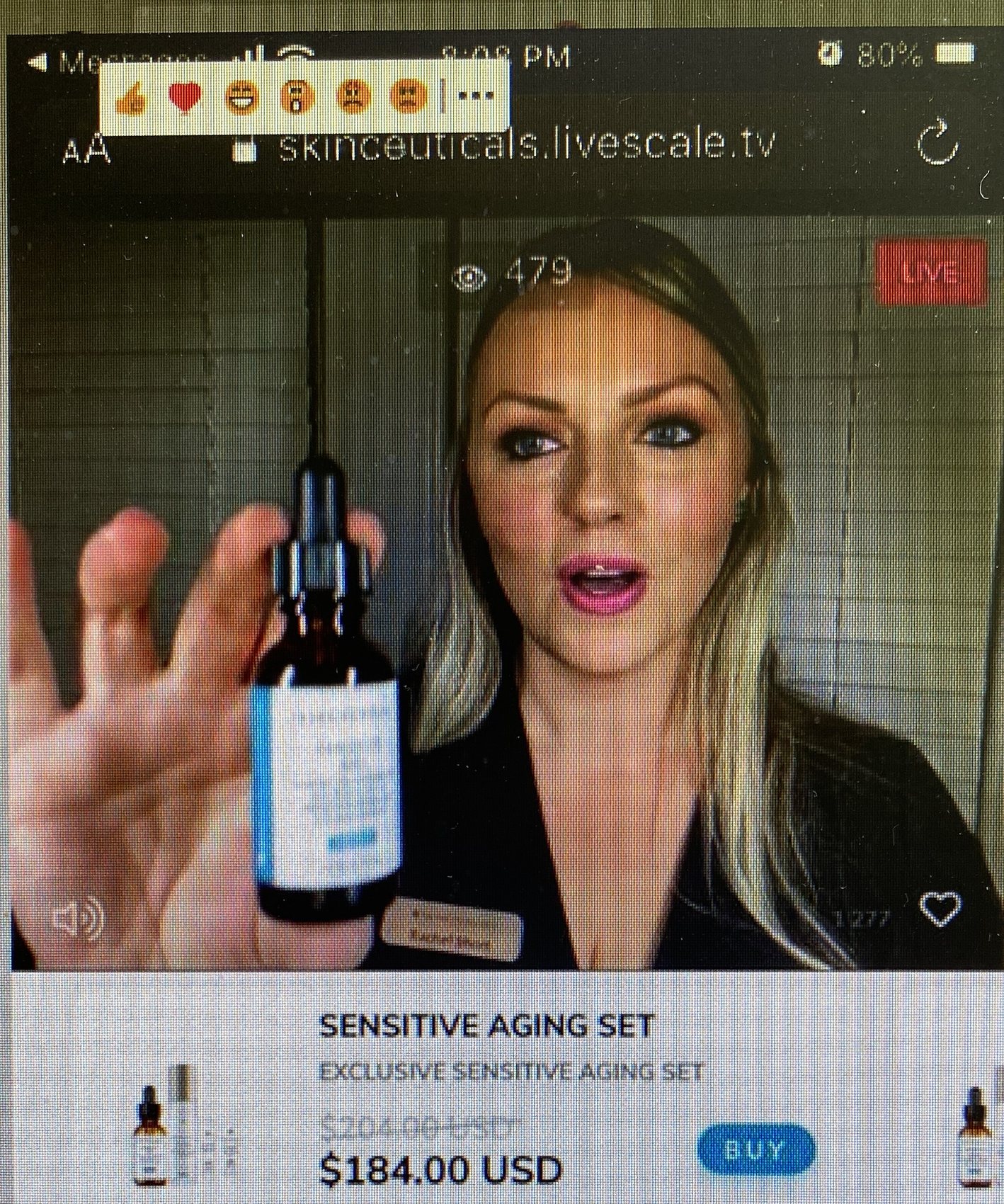 Direct-to-consumer live selling event with an aesthetic practice