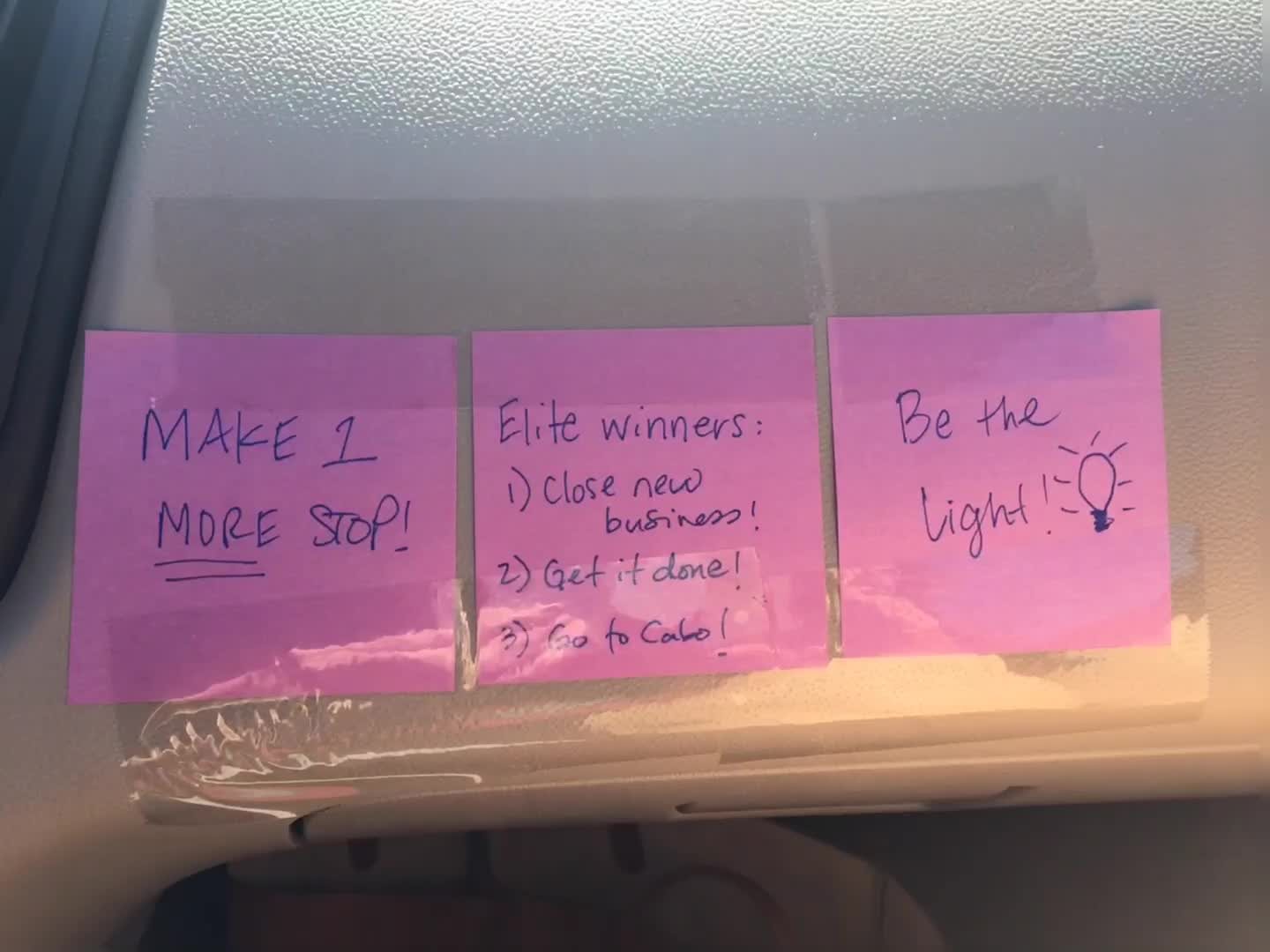 Sticky notes with sales goals